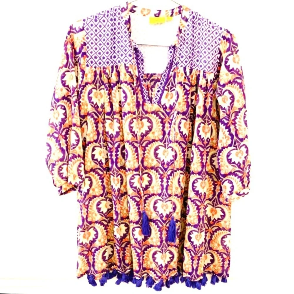 ROBERTA ROLLER RABBIT Serafina Blouse Purple/Orange - Picture 3 of 7